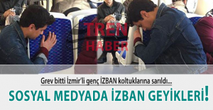 Grev bitti İzmirli genç koltuğa sarıldı! Sosyal medyada İZBAN geyikleri