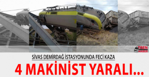 Sivas'ta yük treni ile manevra treni çarpıştı