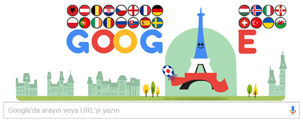 Fransa euro 2016 özel doodle googledan
